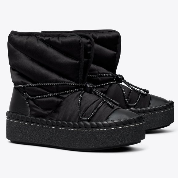 Tory Burch LEATHER TRIM SHEARLING LINING Sleeping Bag Boot BOOTIES - Picture 1 of 11